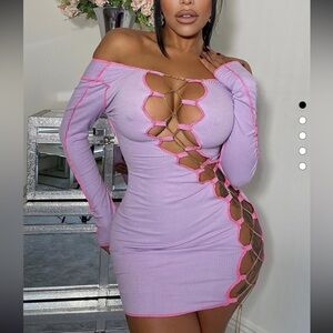 Fashion Nova Lilac and Pink Cut-Out Mini Dress